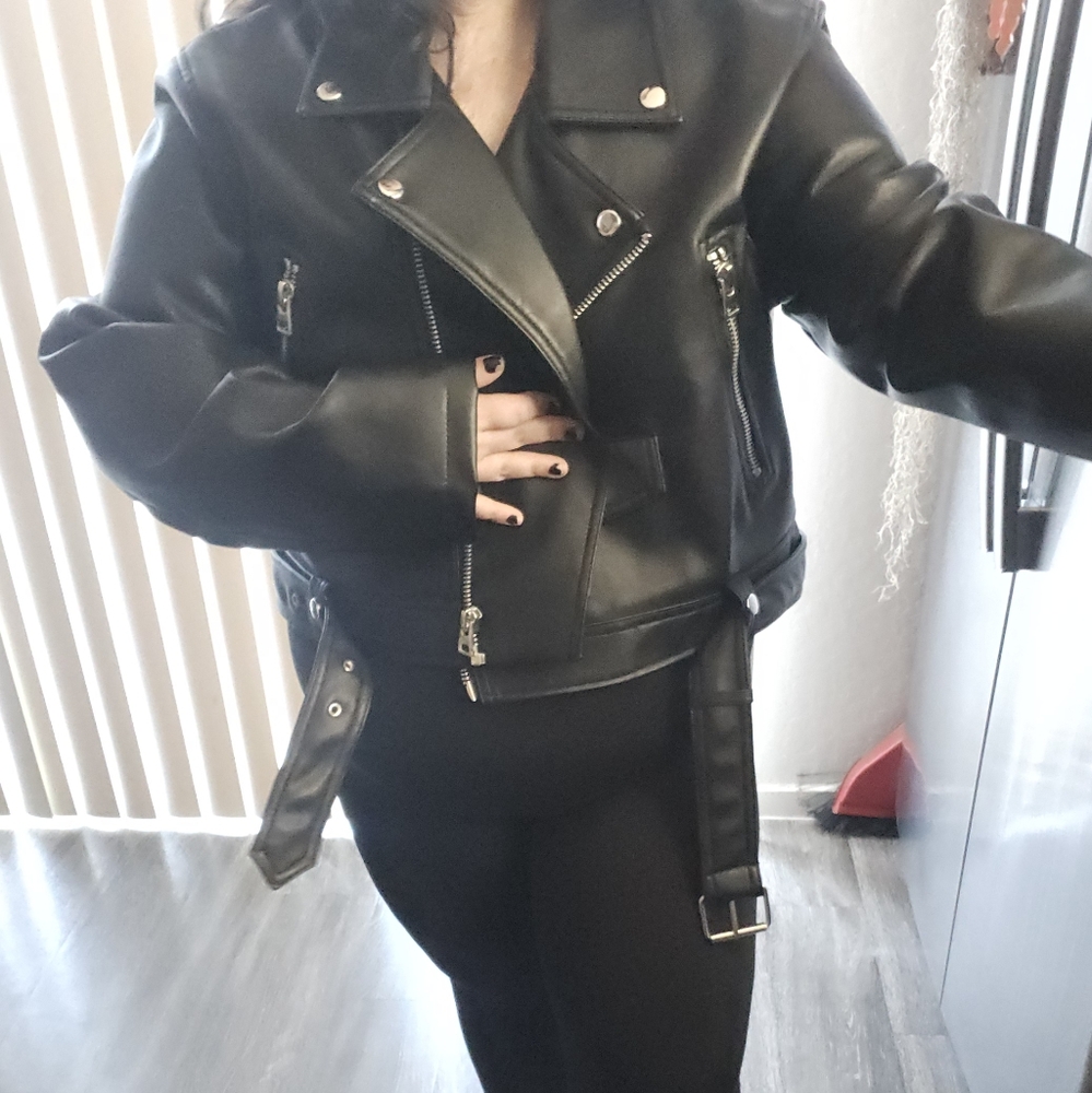 Leather moto jacket
